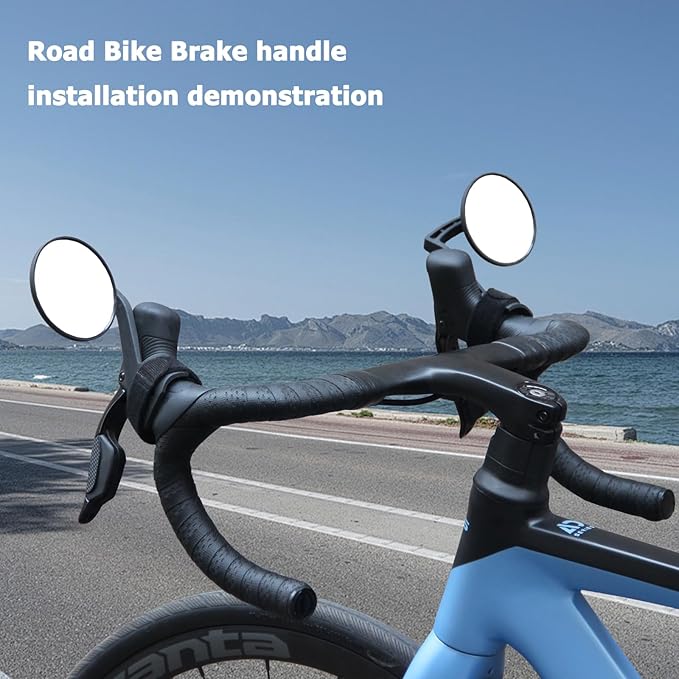 Road Bike Mirror, Cycling rearview mirrors, Wide Angle Convex Adjustable Rotatable Scratch Resistant Shockproof bicycle Mirrors of road Bikes, Mount to road bike handlebar (LEFT)