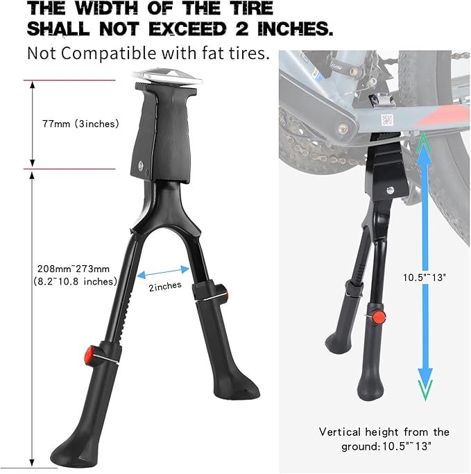 Adjustable Bike Kickstand with Double Legs - Aluminum Alloy Bicycle Kick Stands for 22-26 Inch Adult Bike, Road Bikes and Electric Bike