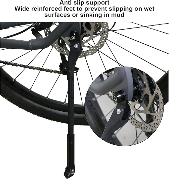 ZJchao Quick Release Bike Kickstand, Adjustable Aluminum Alloy Cycling Support Kick Stand with Wide Foot for 2229 Inch 700C Mountain Road Bike for Axle Frames, Paint Friendly