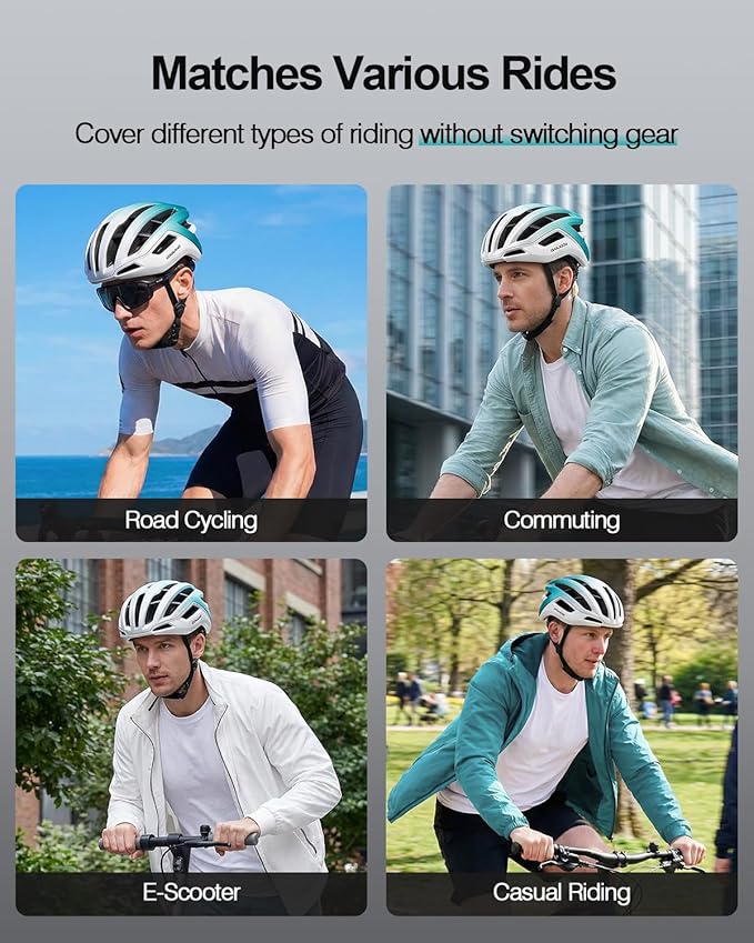 Odoland Adult Bike Helmet - Super Ventilation & Impact-Resistant Frame, Adjustable Dial System Lightweight Bicycle Helmet for Mountain, Commuting, Road Cycling