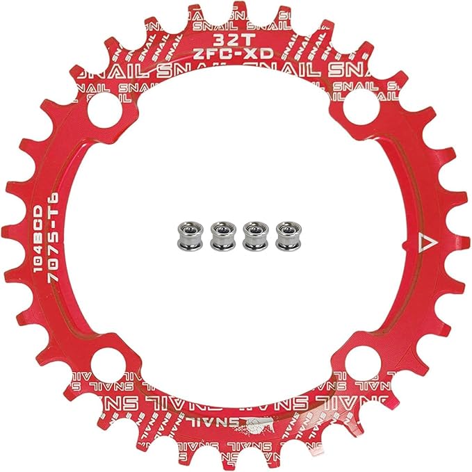 FOMTOR 104 BCD Chainring (30-52T) 7-12 Speed Compatible CNC 7075 Aluminum Narrow Wide Tooth Round Oval Chainrings for MTB/Road Bike Ebike Chainwheel Black/Red