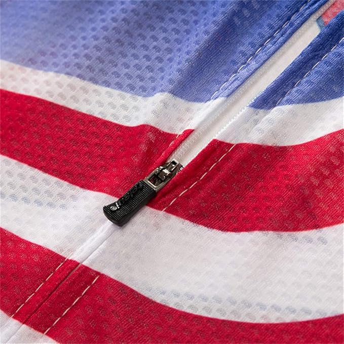 JPOJPO USA Cycling Jersey Men Short Sleeve Bike Shirts Biking Jersey Summer American Bicycle Tops with 3 Pockets Reflective