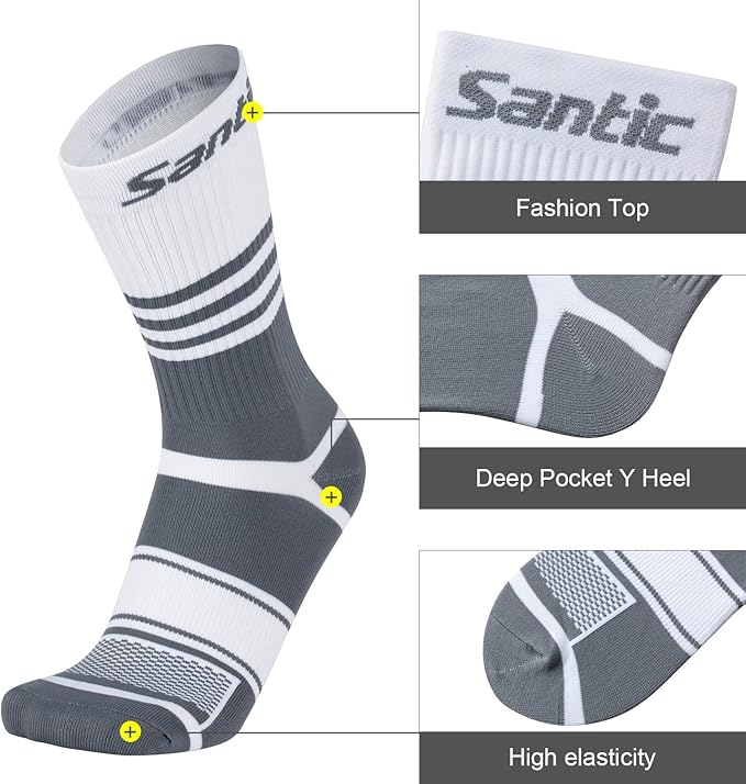 Santic Men's & Women's Cycling Socks Cotton Running Hiking Soccer Socks Crew Athletic Anklets