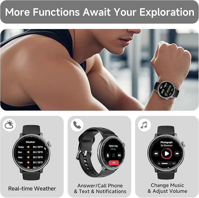 R5G Plus Smartwatch with GPS, Bluetooth Calling, 3ATM Waterproof Build, Custom Watch Faces, 110+ Sports Modes, All-Day Health Tracking, Sleep Insights, Compass, Barometer & Seamless Fitness Support