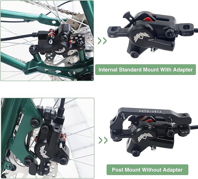 WEEROCK Hydraulic Brake Set Bike Disc Brakes Kit with Left Front 800mm Right Rear 1550 mm 160mm Rotors Aluminum Alloy Hydraulic Brake Fit for Mountain Bike, MTB
