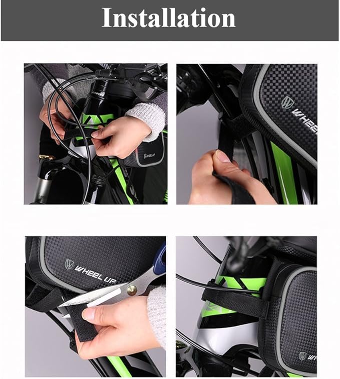 Bike Frame Bag, Bicycle Phone Mount, Waterproof Cycling Front Top Tube Pouch Pannier Bike Phone Holder Stand Cycle Crossbar Storage Bags for iPhone 16 15 14 13 Pro Max Samsung Smartphone up to 6.7''