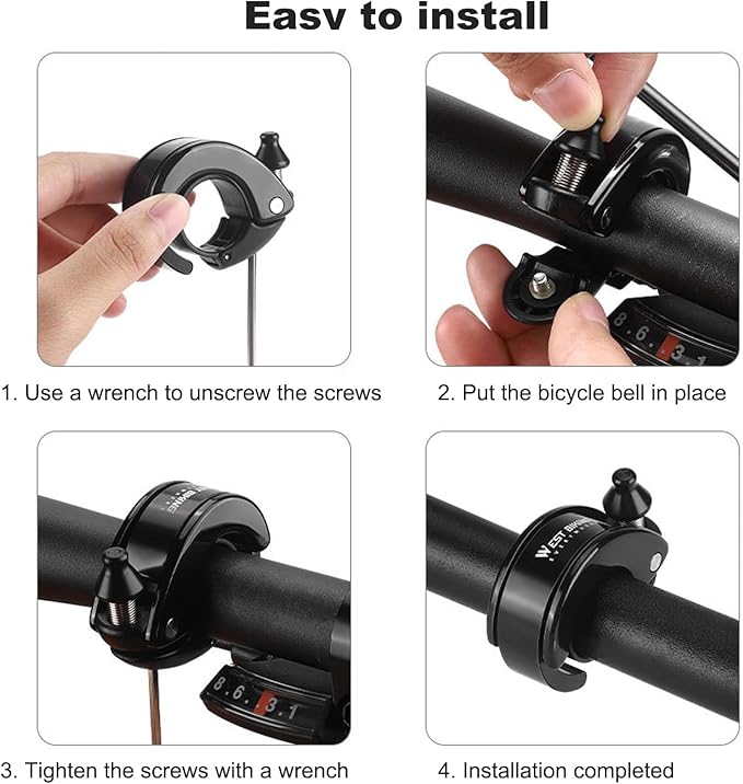 Hidden Conch Bike Bell, Classic Bicycle Bell Mountain Bike Bells for Adults, 100dB Loud Crisp Clear for 22.2mm/0.78in Bike Handlebars