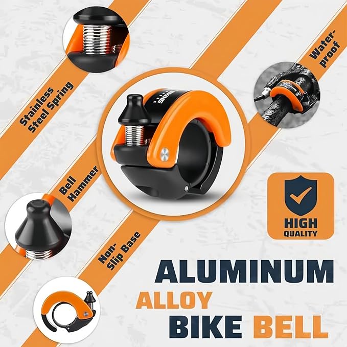 Ultra-Loud Hidden Bike Bell - Ideal for Adults & Kids | 100dB Clear Ring | Fits 22.2mm/0.78in Handlebars | Also for e-Scooters & Walkers ﻿