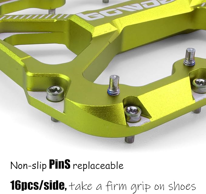 Bike Pedals Mountain Bike Adult, Light MTB Flat Pedals Grippy w 20pcs Non-Slip Studs, Glass Fiber Nylon Composite Platform Pedals w Cr-Mo Axel, 9/16" BMX Road Cruiser Gravel Bicycle Pedals