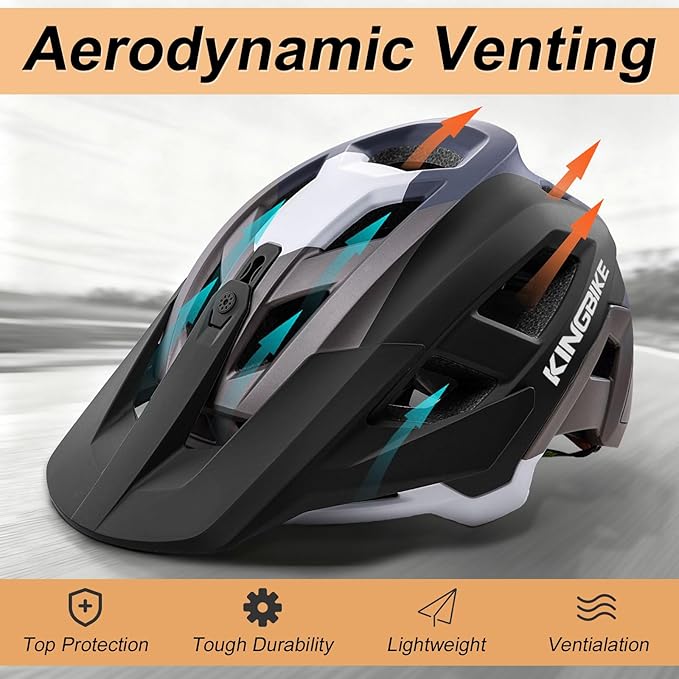 KINGBIKE NTA-8776 Mountain Bike Helmet Professional Ebike Helmets with 3-Level Adjustable Visor & Camera Mount E-MTB Helmet for Adults Men Women Youth E-Bike Safety Certified