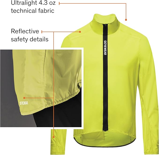 GOREWEAR Spinshift Men’s Cycling Windbreaker Jacket | Lightweight, Packable, Water-Repellent Bike Jacket for Men