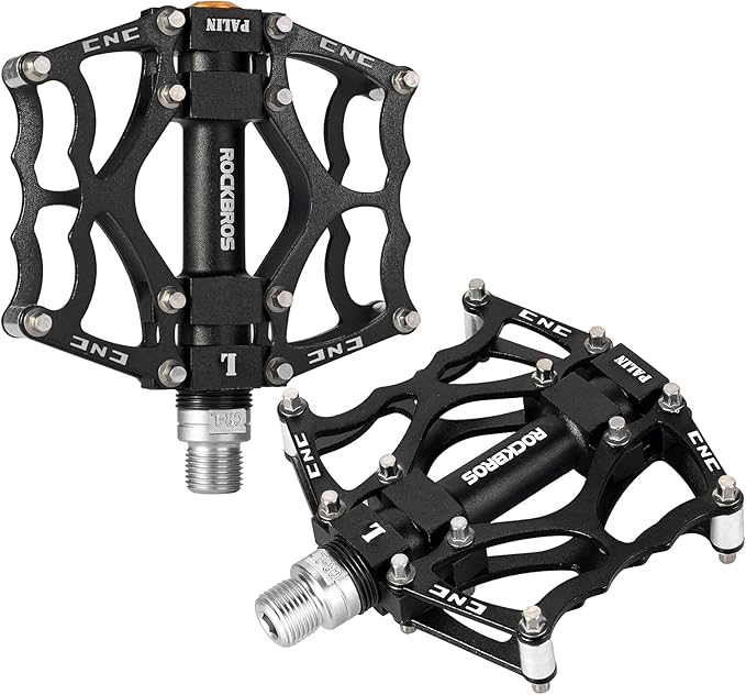 ROCKBROS Mountain Bike Pedals MTB Pedals CNC Non-Slip Lightweight Aluminum Alloy Bicycle Pedals Sealed Bearings Bicycle Platform Pedals 9/16" BMX Road Bike Pedal