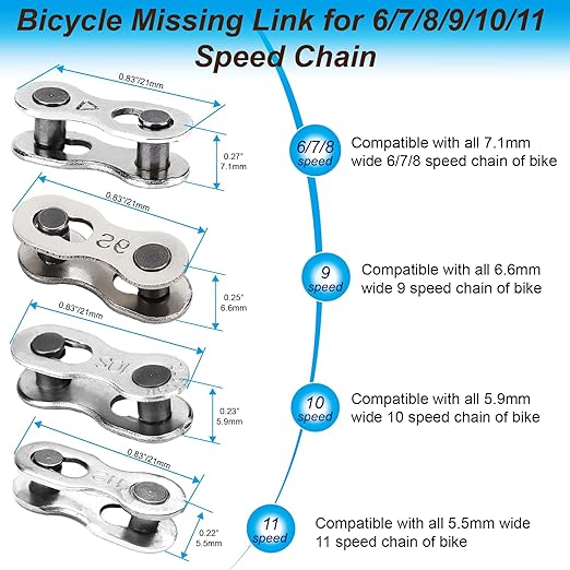 VANSIHO 8 Pairs 9 Speed Bicycle Chain Connector Missing Link for MTB/Road/BMX/Electric Bikes