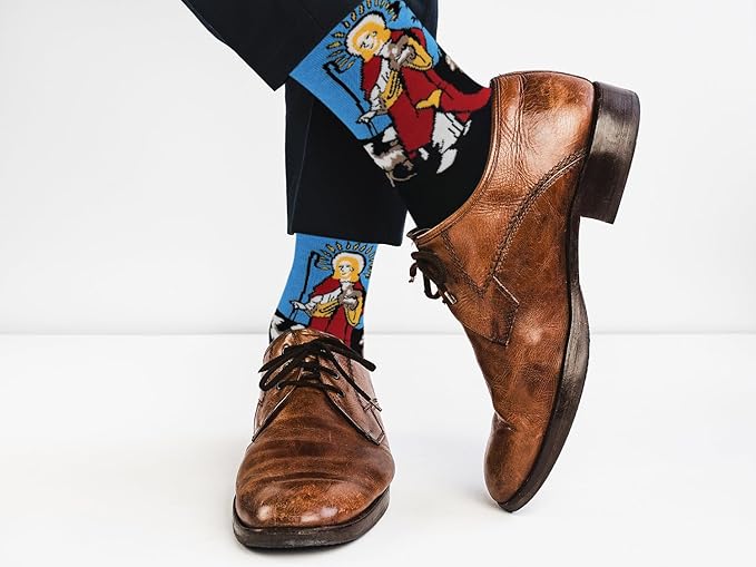 Real Sic Fun Socks for Men and Women - Cozy Cotton Dress Socks with Colorful Designs - Cool, Casual, Wacky Patterned