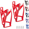 Bike Water Bottle Cage, Universal Bike Water Drink Holder, Durable Ultralight Plastic Water Bottle Holder for Bicycle, Cycling Bottle Cages for MTB, Road Bike, Mountain Bikes, 2 Pack - Red