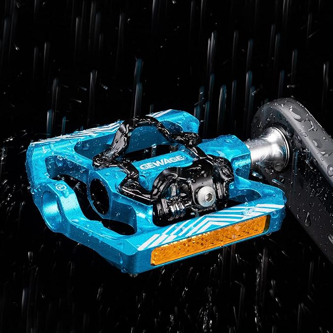 Mountain Bike Pedals - Dual Function Flat and Clipless Pedal - Bicycle Pedals with Reflectors Compatible with SPD, Platform Pedals for BMX Spin Exercise Peloton Trekking Bike
