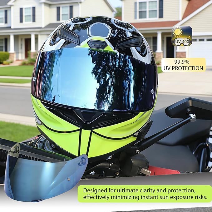Motorcycle Helmet Visor for AGV K1 K1S K3SV K5 K5S, Anti-Scratch UV Protected Full Face Shield, High-Definition Tinted Mirror PC Lens, Day Riding (Blue)