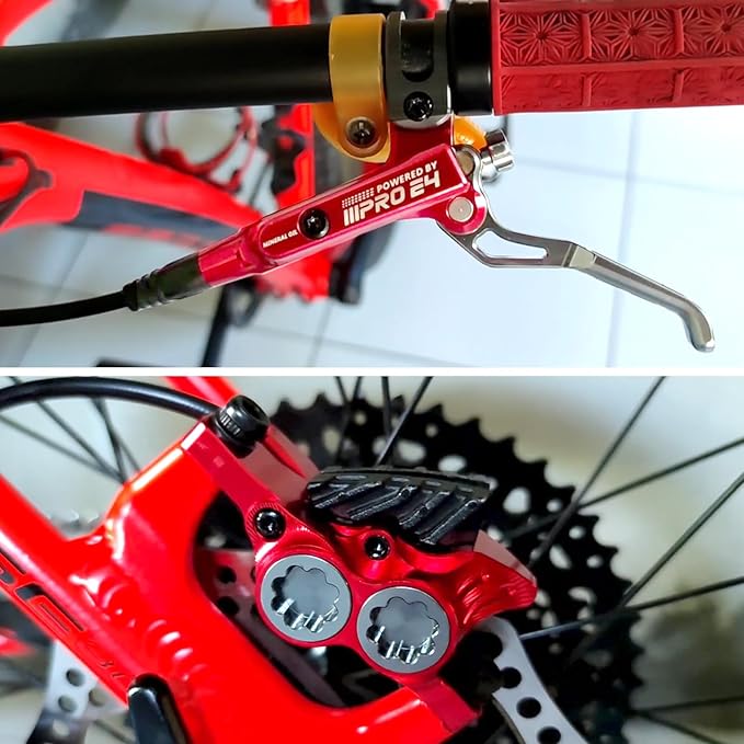 ZTZ IIIPRO E4 MTB Hydraulic Disc Brake Set, 4-Piston Hydraulic Brake Kit with Ceramic Brake Pads for Mountain Bike（Pre-Bled, Front 800mm and Rear 1550mm）