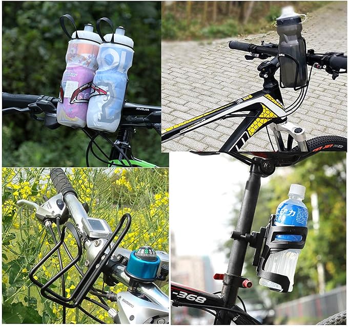 Platt Bike Bottle Cage Mount Aluminium Alloy Bicycle Water Bottle Cage Handlebar/Seatpost Mount for Road Bikes MTB Kids Bike（Black A）