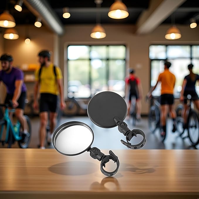 2Pcs Black Adjustable Rear View Mirror for Bikes, Universal Rearview Mirror for Handlebars, Wide Angle Acrylic Convex Safety Mirrors for Adult Bikes/Kids/Road/Mountain Bike
