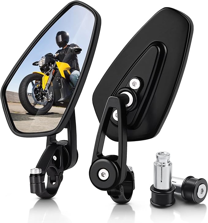 MICTUNING Motorcycle Mirrors - 7/8" (22mm) Bar End Rear View Mirrors Compatible with Most Honda Grom, Yamaha, Kawasaki, Ducati, Suzuki and More