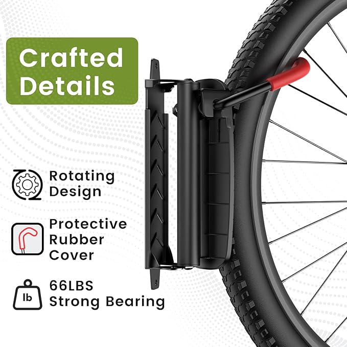 Housolution Swivel Bike Wall Mount [4 Pack], 150° Swivel Holds up to 66lbs Vertical Bike Rack Wall Hanger, Bike Hangers for Garage, Mountain Bike Wall Mounts, Bicyckle Storage Rack for Garage