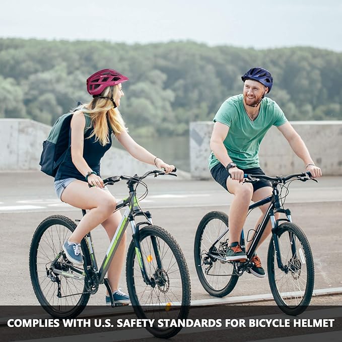 Adult-Men-Women Bike Helmet with Light - Mountain Road Bicycle Helmet with Replacement Pads & Detachable Visor