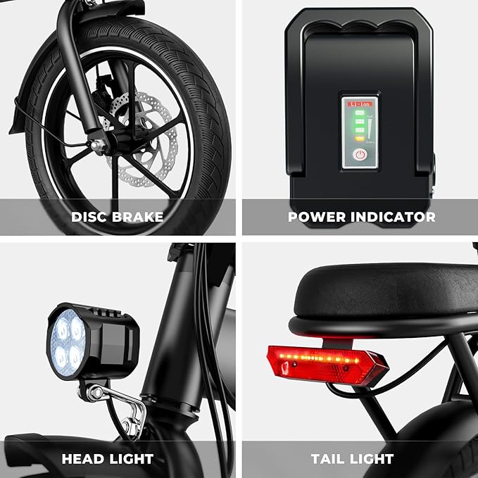 WINDHORSE 16" Folding Electric Bike for Adults, 630W Peak Electric Bicycle, 20MPH, 20-35 Miles Range, 288Wh Removable Battery, UL2849 Certified Commuter Ebike
