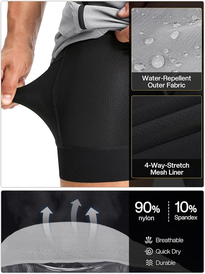 ARSUXEO Mens Mountain Bike Shorts Loose Fit Padded Bike Shorts Cycling Shorts Water-Resistant