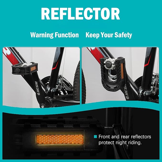 Bike Pedals, Folding Bike Pedals 9/16'' with Reflective Strips | Aluminum | Non-Slip | Waterproof | Wide Flat Cycling Foldable Pedals for Ebike, Urban Commute, MTB Bikes