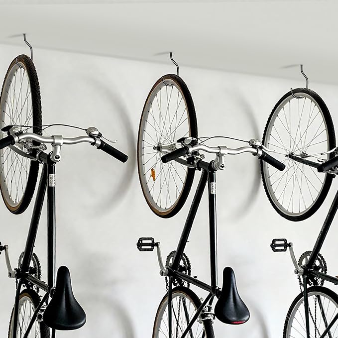 10-Pack Black Garage Bike Rack Heavy Duty Hooks for Wall Mount and Screw in Ceiling Hook for Hanging Bicycle Storage