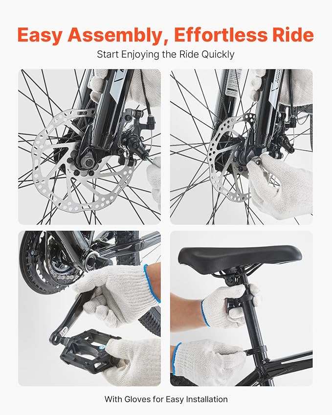 VEVOR Mountain Bike for Men/Women, 20"/26"/29" Sizes, 7/21/24 Speed Twist Shifting, Front or Dual Suspension, Dual Disc Brakes, Comfort Saddle, Sleek Colors