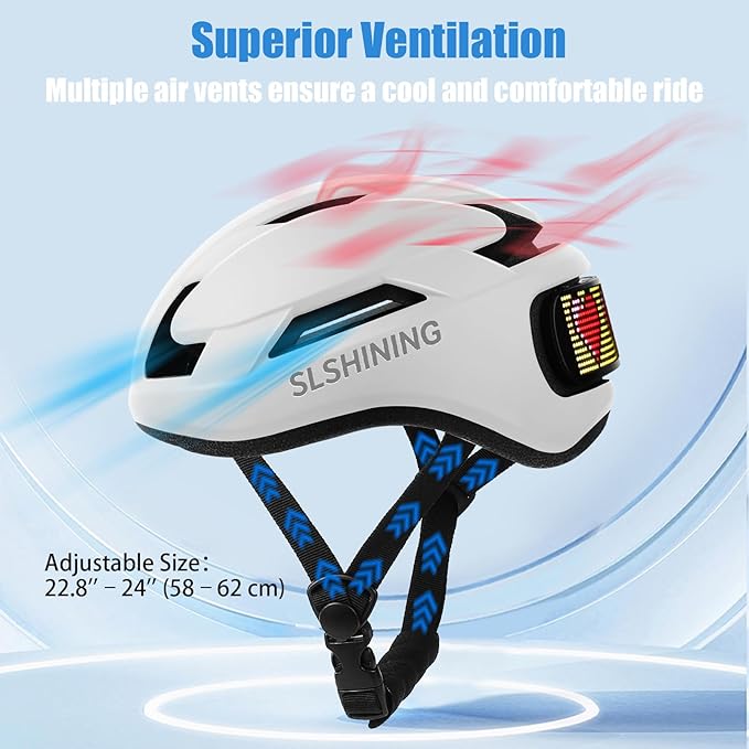 Bike Helmet, Bicycle Helmets with Light, 360° High Visibility LED Display, Lightweight Adjustable Mountain Bike Helmet with Turn Signals, Smart APP Controlled, Helmets for Adults, Youth, Men & Women