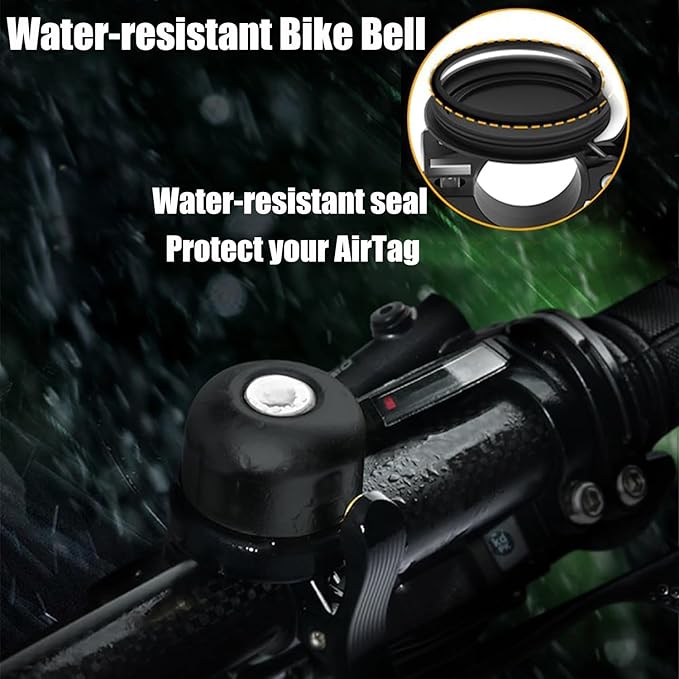 Bicycle Bell for Apple AirTag, Hidden Bike Mount Bike AirTag Holder, Bike Bell GPS Tracker Anti-Theft Suit for 0.87in/22.2mm Bicycle Handlebars, Bike Accessories