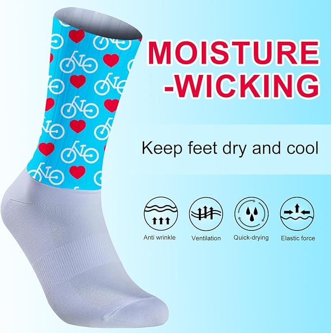 Cycling Socks Athletic Crew Socks Breathable Cushioned Compression Running Hiking Socks For Mens Womens