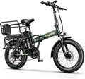 EUYBIKE Foldable Electric Bike for Adults, 30+MPH, 48V 20Ah Removable Battery up to 80Miles, 20" Fat Tire 1000W Peak Motor Adult Electric Bicycle for Beach Mountain E Bike Green with Safety Seat