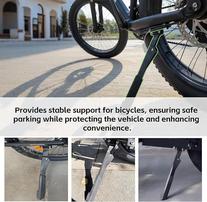 Heavy Duty Bike Kickstand, 2 Holes Rear Mount 24-29 Inch Aluminum Bicycle Kick Stand with Non-Slip Base, 176LBS Max Load for Mountain Bike, E-Bike, Road Bike