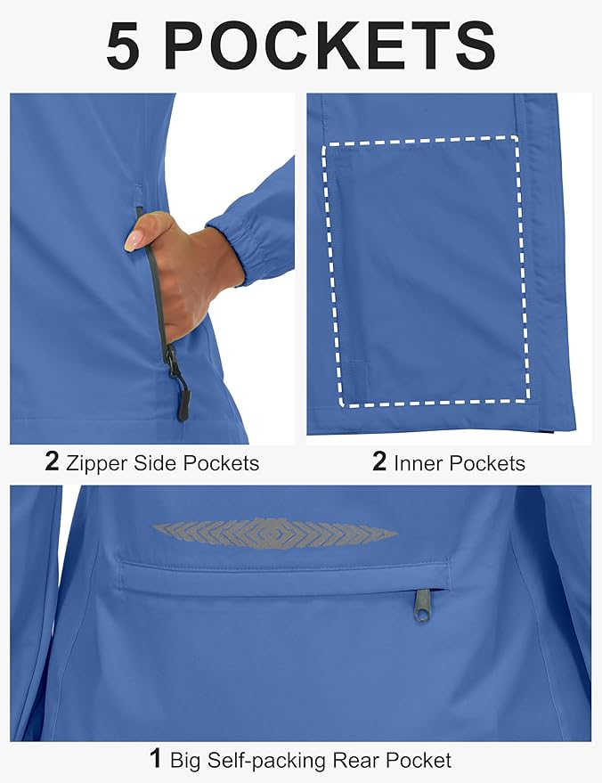 Little Donkey Andy Women's Lightweight Waterproof Cycling Jacket with Removable Sleeves for Biking Running Golf