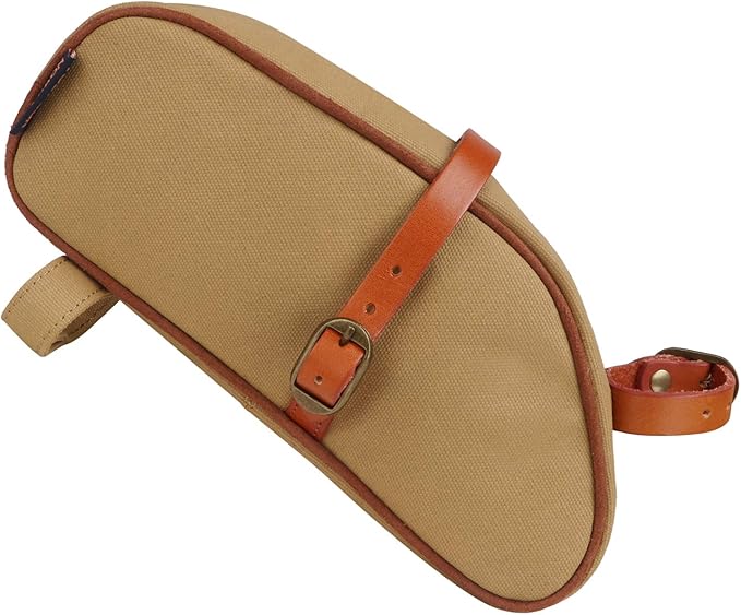 TOURBON Canvas Cycling Pouch Bicycle Frame Triangle Bag Bike Under Top Tube Bag Corner Storage