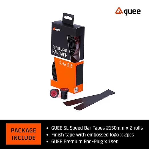 GUEE SL Speed Road Bike Handlebar Tape – Premium PU Leather, Microtex Structure, Shock-Absorbing Foam, Ultra-Light 30g, Anti-Slip Racing Grip (2 Rolls, Plasma Red)