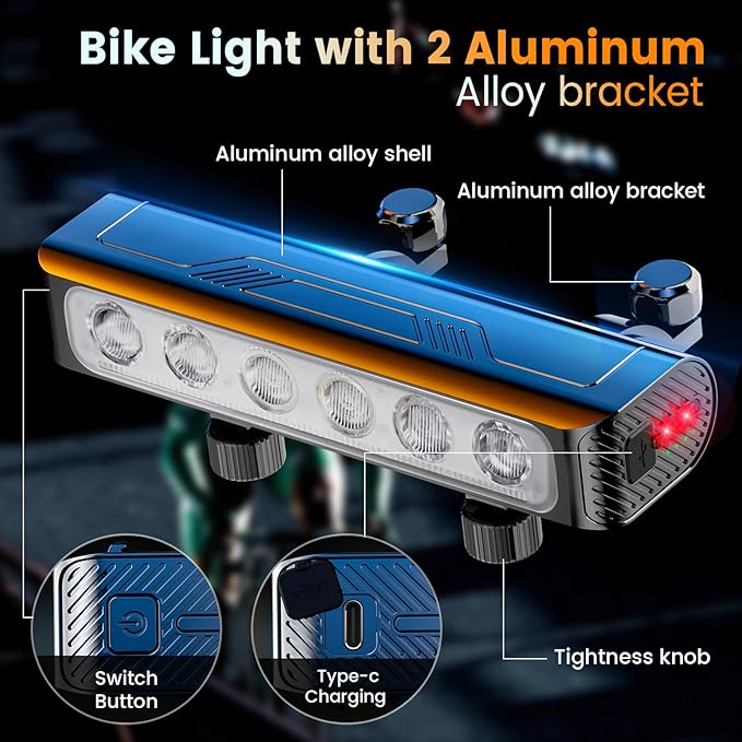 2026 Upgrade 10000 Lumen Bike Light,Super Bright LED Headlight,10+Modes,8000 mAh in/Out Put Rechargeable Bicycle Light,Runtime 72+hr, Aluminum Bracket,Waterproof Bike Headlight for Cycling,Mountain