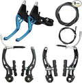 Lomodo 6 Pieces Bicycle Brake Accessories Including 2 Pack Aluminium Alloy Brake Levers (2.2 cm in Diameter) and 2 Pair V Brake Set and 2 Pack Brake Wire for Mountain/Road/MTB Bike (Blue)