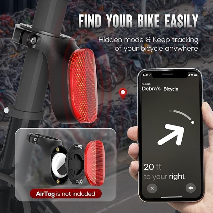 Airtag Bike Mount, Hidden Bicycle Seatpost Mount Compatible with Apple Airtags & Garmin Varia, Anti-Theft Air tag GPS Tracker Bike Reflector Holder for Mountain Bikes, Electric Bicycle, 2 Pack