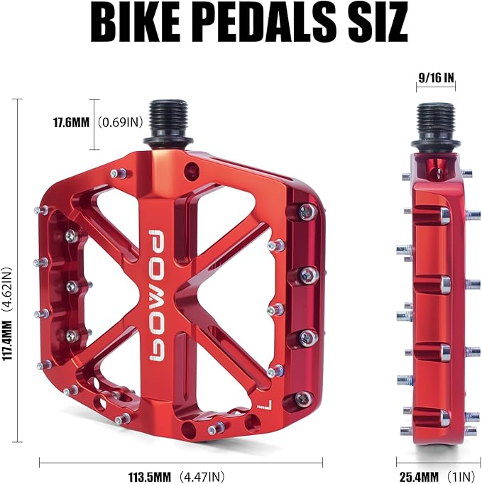 Bike Pedals 9/16" Lightweight Non-Slip Bicycle Platform Pedals - Fits Most Adult Bikes & Mountain Bikes &MTB, Road Bikes and Slip-Resistant Design