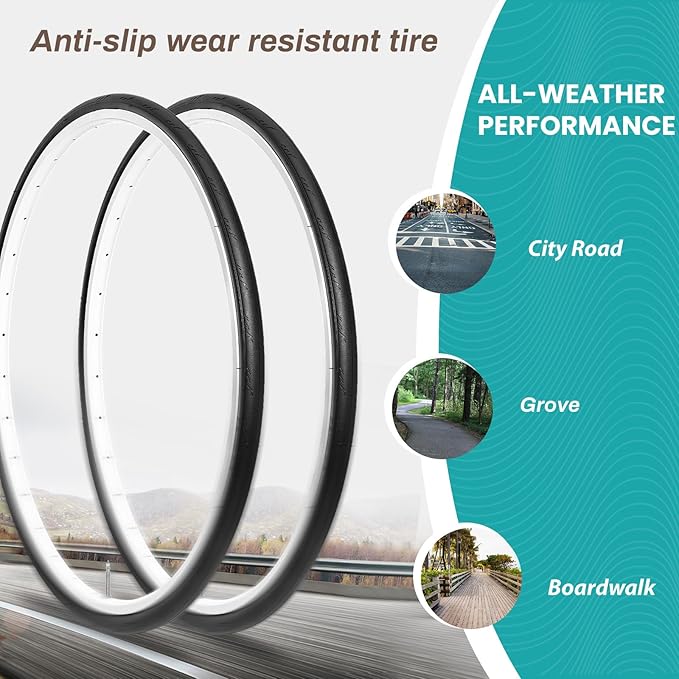 MOHEGIA Road Bike Replacement Tire: 700x25C/700x28C/700Cx35C Folding Bicycle Tire for On City Road Riding