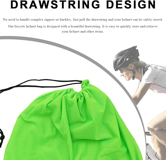 Helmet Bag, Large Capacity Lightweight Motorcycle Helmet Drawstring Bag, Folding Helmet Storage Carrying Pouch for Riding Bicycle Sport Travel, Soft Fleece Lined Helmetbag (Green)