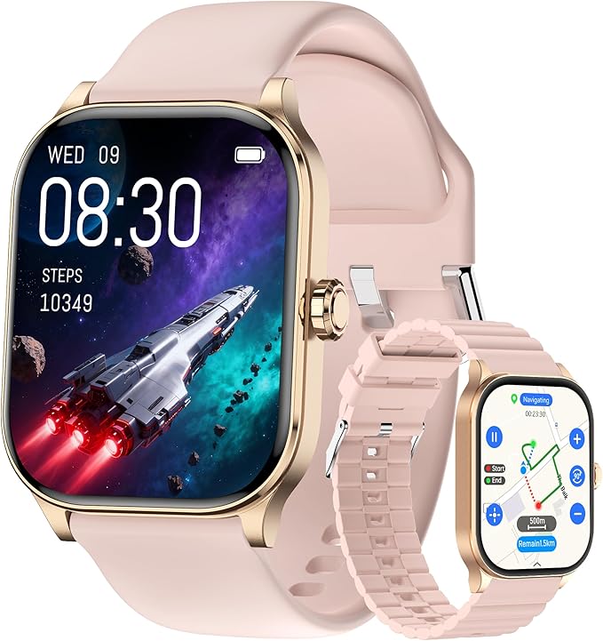 Smart Watch for Women Men with Text and Call, 2026 New AI Smartwatches with Heart Rate/SpO2/Sleep/Stress Monitor, 100+ Sports Modes, GPS Fitness Watches Compatible with iOS/Android (Pink, 1.96”)