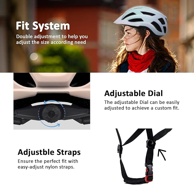 Bike Helmet for Adults Women Men Youth Kids, Lightweight Mountain Road Bicycle Cycling Helmets with Adjustable Dial & Removable Visor