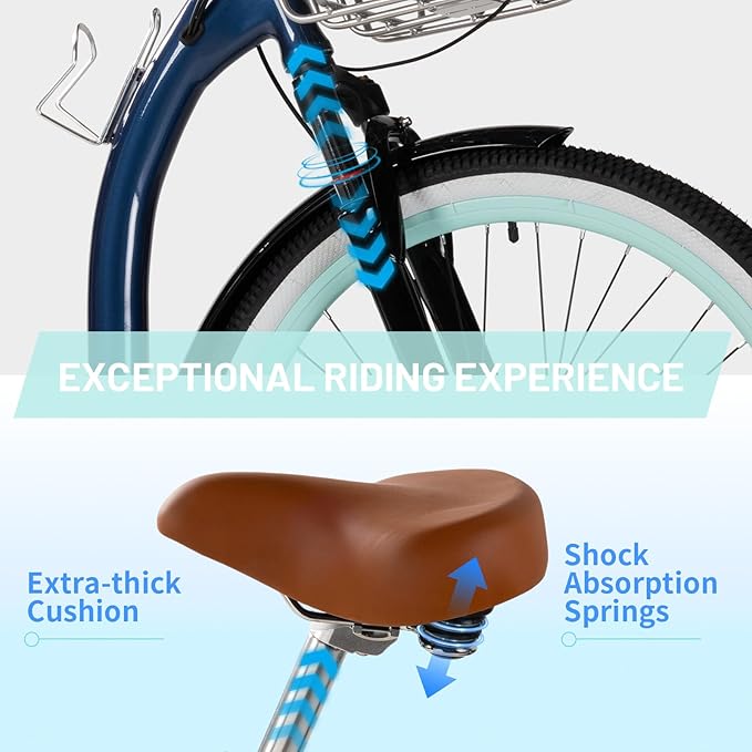 26'' Electric Bike, Peak 1000W Motor 28MPH, 48V 16AH Removable Battery 85Miles, Step Thru City Cruiser Ebike, Lightweight Commuter E-Bike with Aluminum Frame,7-Speed, Full Suspension