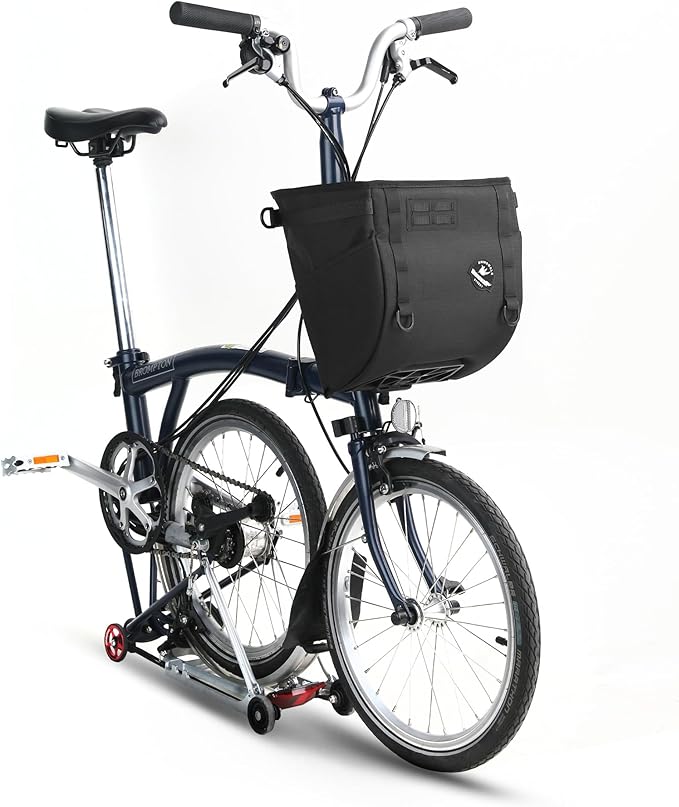 Rhinowalk Bike Basket Bag for Brompton Folding Bike, 17L Waterproof Bike Carrier with Quick Release Mount, Laptop Pocket & Pet Friendly Bicycle Basket (Black, 17L)